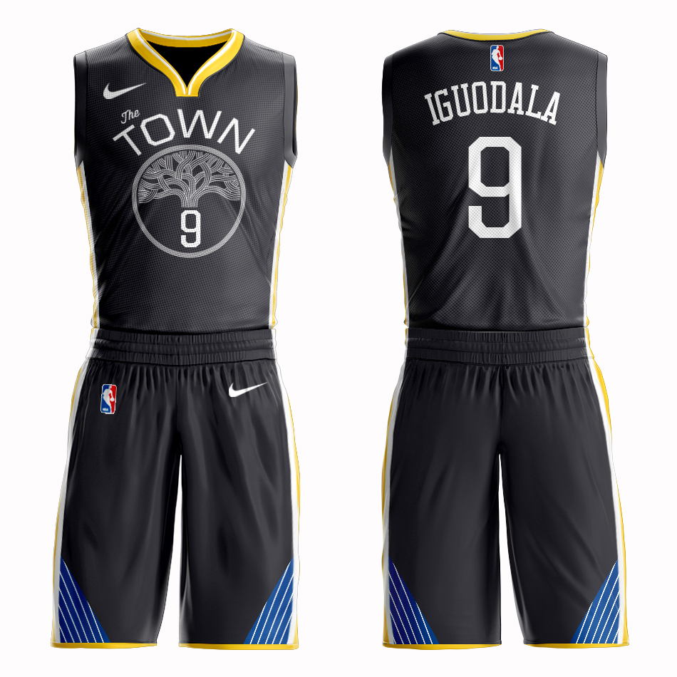 Men 2019 NBA Nike Golden State Warriors #9 Iguodala black Customized jersey->customized nba jersey->Custom Jersey